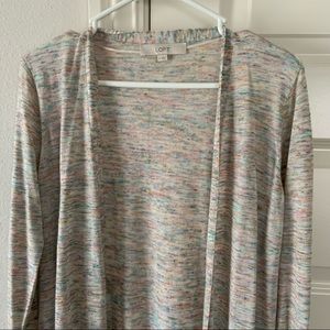 LOFT Colorful Open Front Space-dye Duster Cardigan Size M